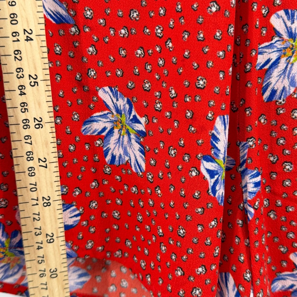 Willow & Clay Red Floral Print Long Sleeve Romper V-Neck Smocked women's Small - Picture 3 of 5